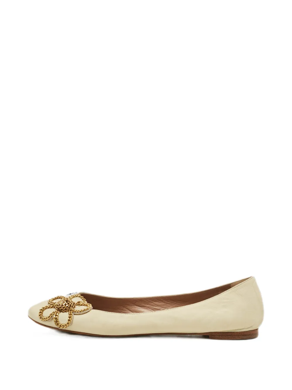 Chloé Pre-Owned Laurena scalloped leather ballet flats - Toni neutri