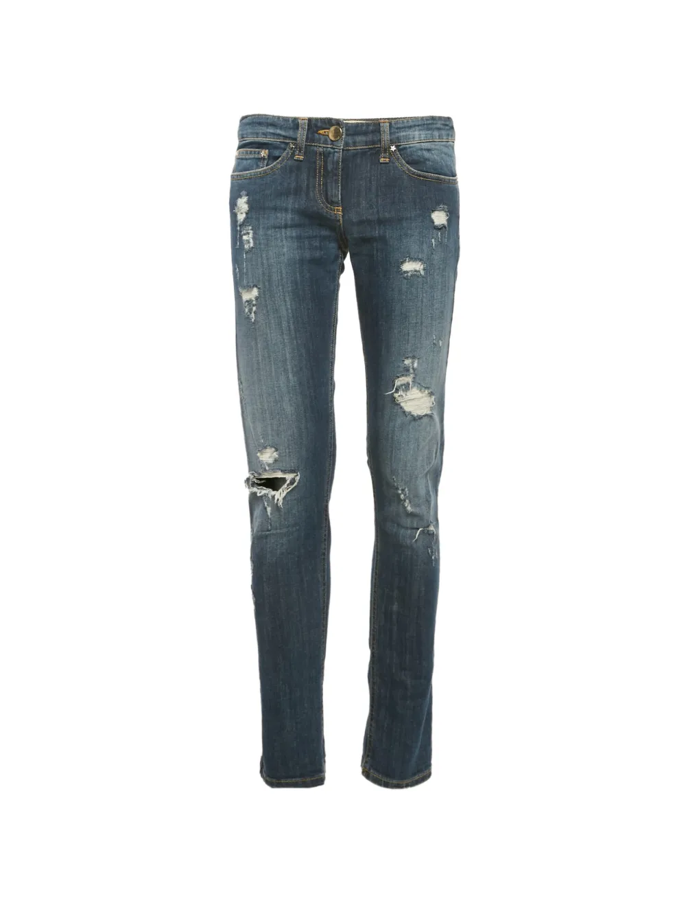 Elisabetta Franchi button-fastening distressed denim jeans - Blu