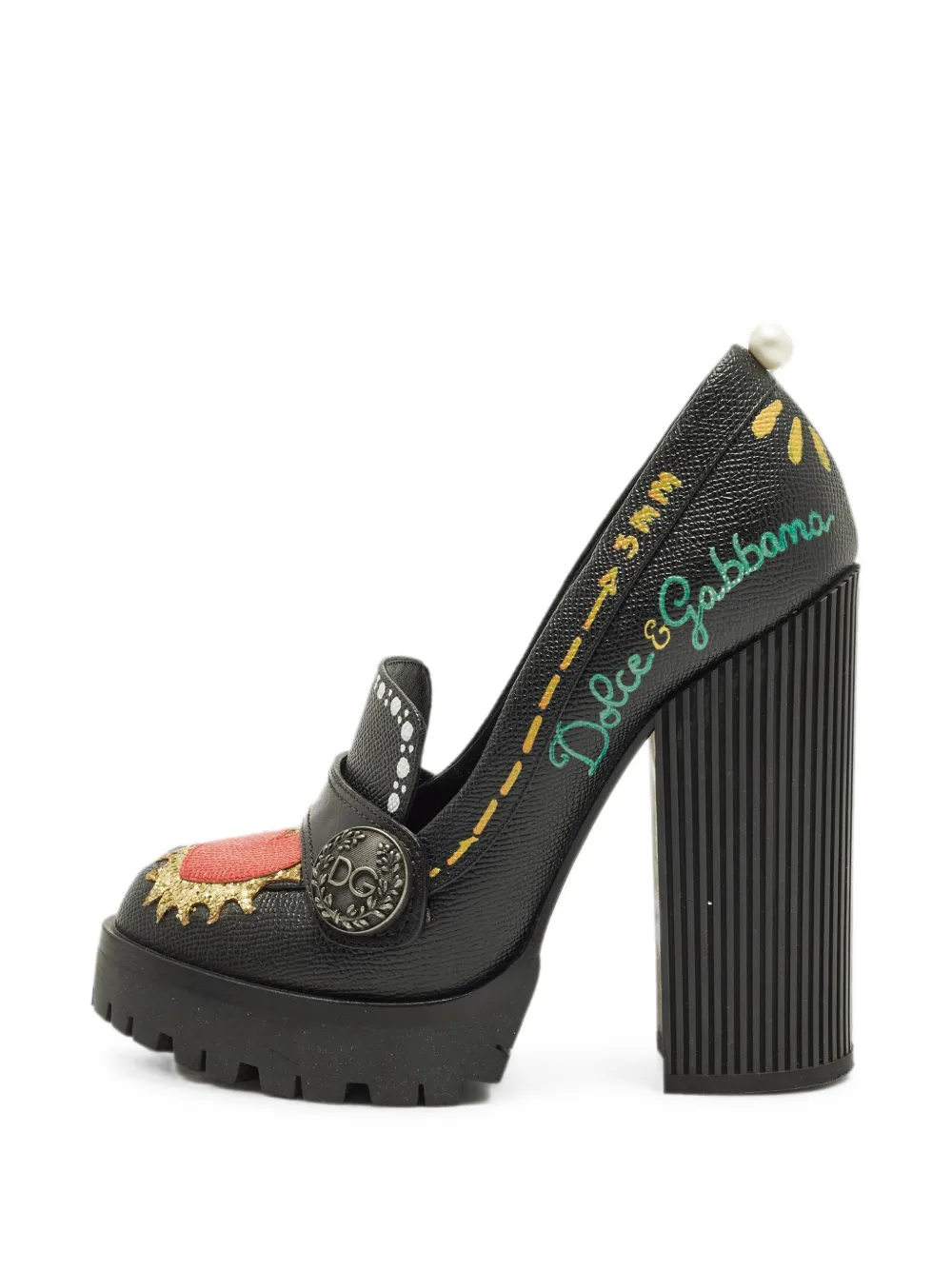 Dolce & Gabbana Pre-Owned Edna heart-patch pumps - Schwarz