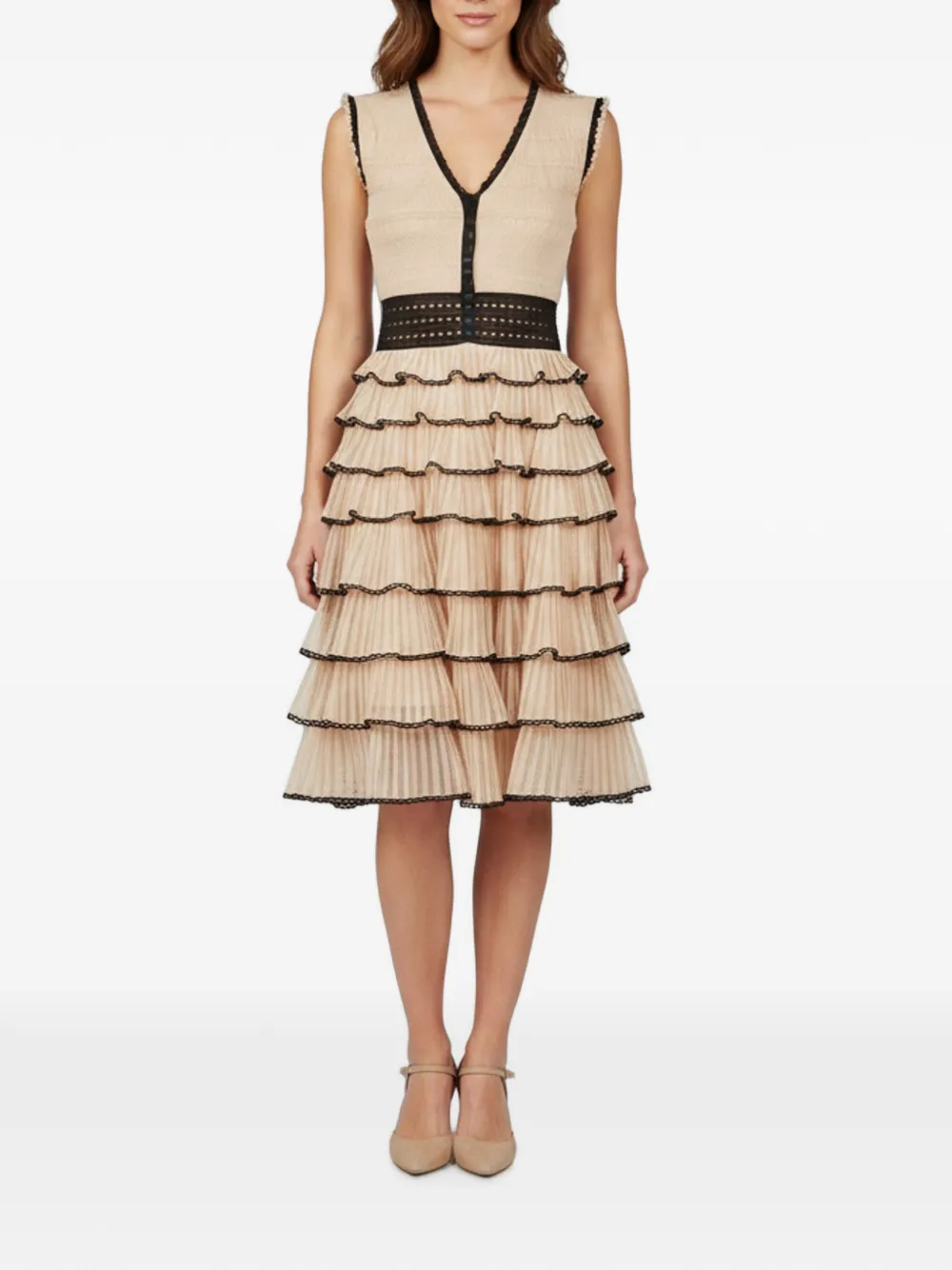 Alexander McQueen Pre-Owned tiered Lurex-knit midi dress - Neutrals