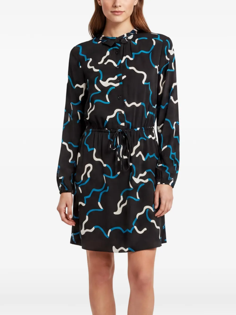 DVF Diane von Furstenberg Diane Von Furstenberg Black Abstract Print Stretch Crepe Lindi Mini Dress M - Schwarz