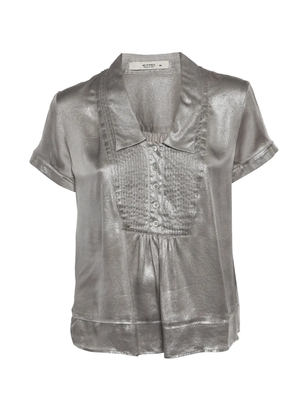 Etro Pre-Owned pintuck V-neck top - Grigio