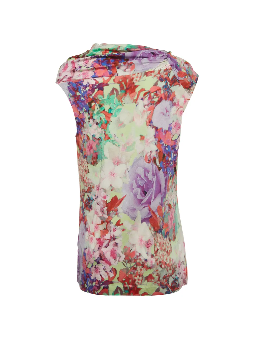 Gucci Pre-Owned Elinete cowl-neck floral-print top - Verde