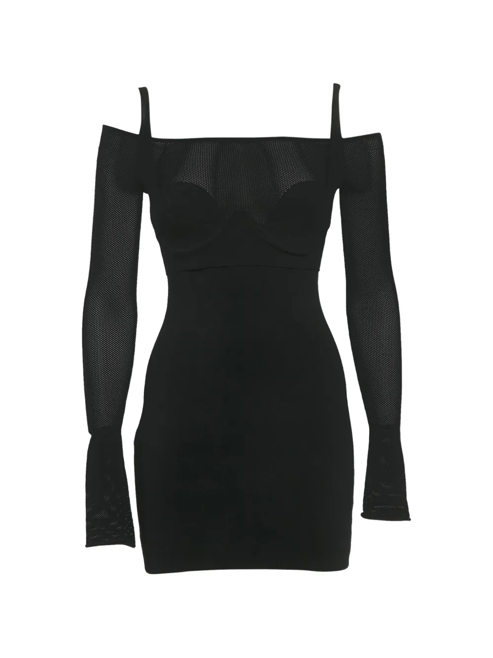 Dion Lee mesh-panel corset-style mini dress - Nero