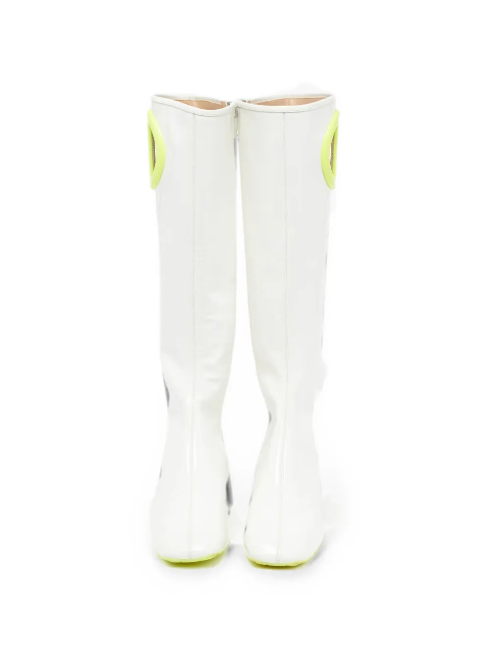 Pre-owned Dior Cut-out Knee-length Boots In White