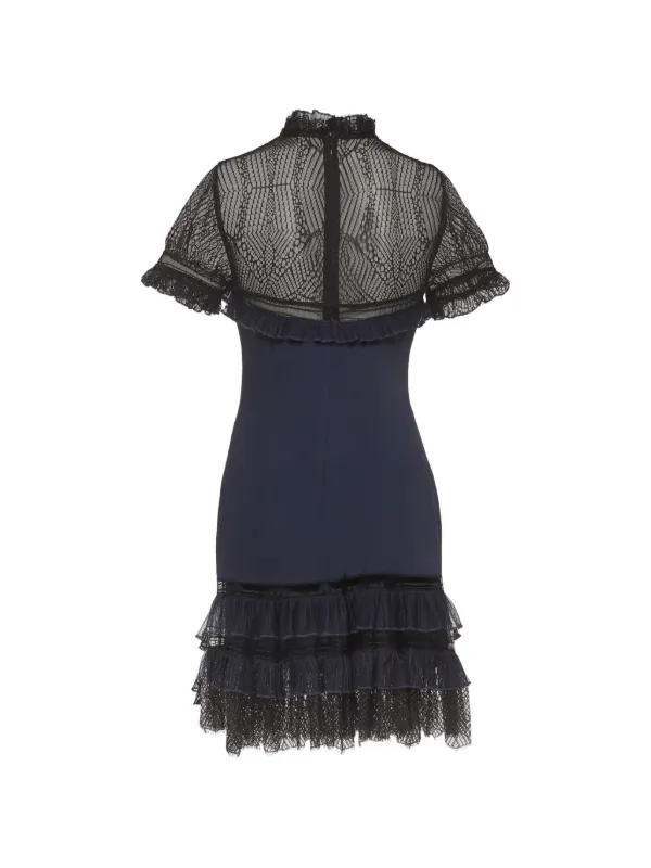 tulle layered mini dress SIMKHAI short-sleeve tulle-layered | Blue tulle dress