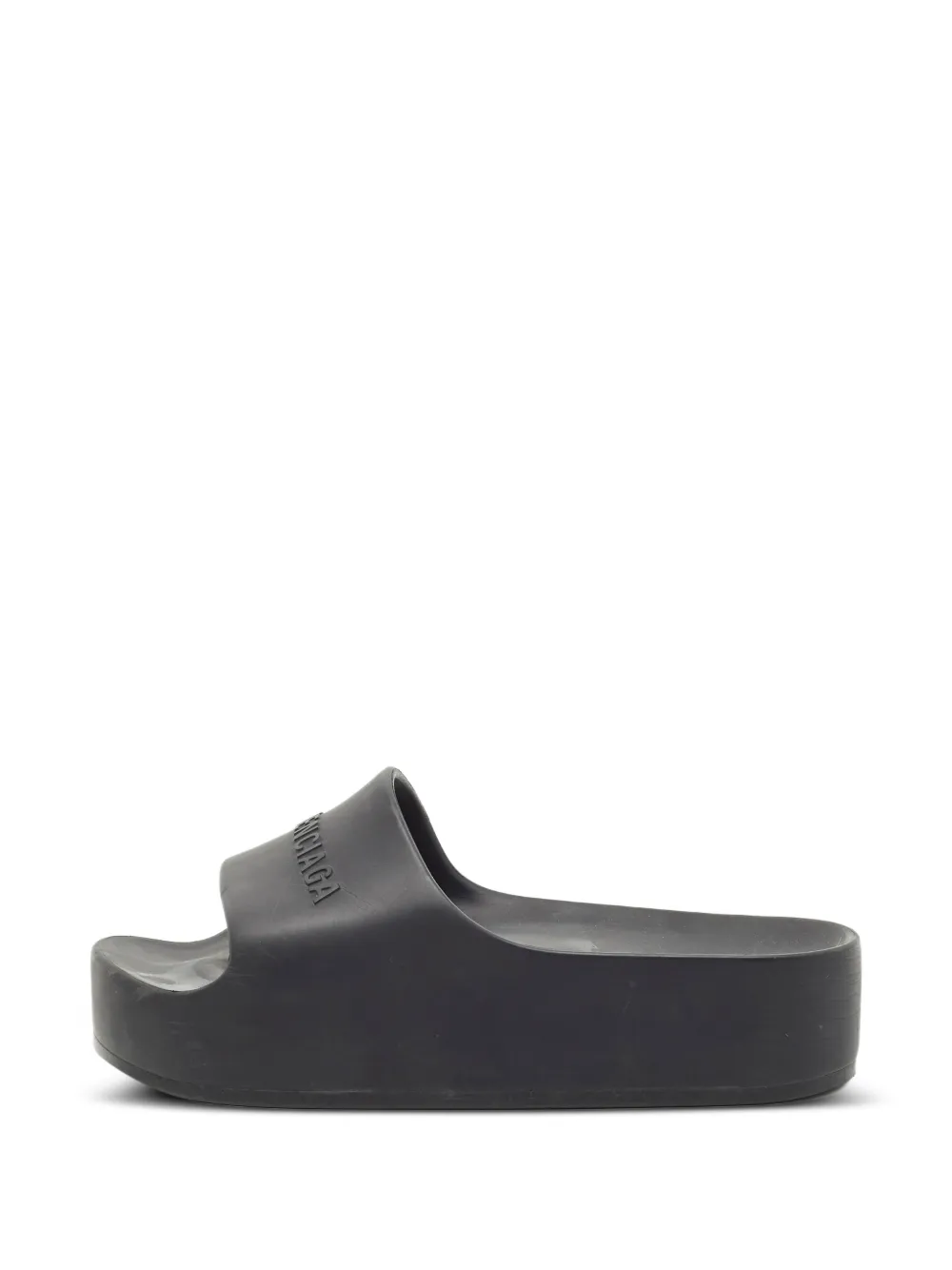 Balenciaga Pre-Owned logo chunky pool slides - Schwarz