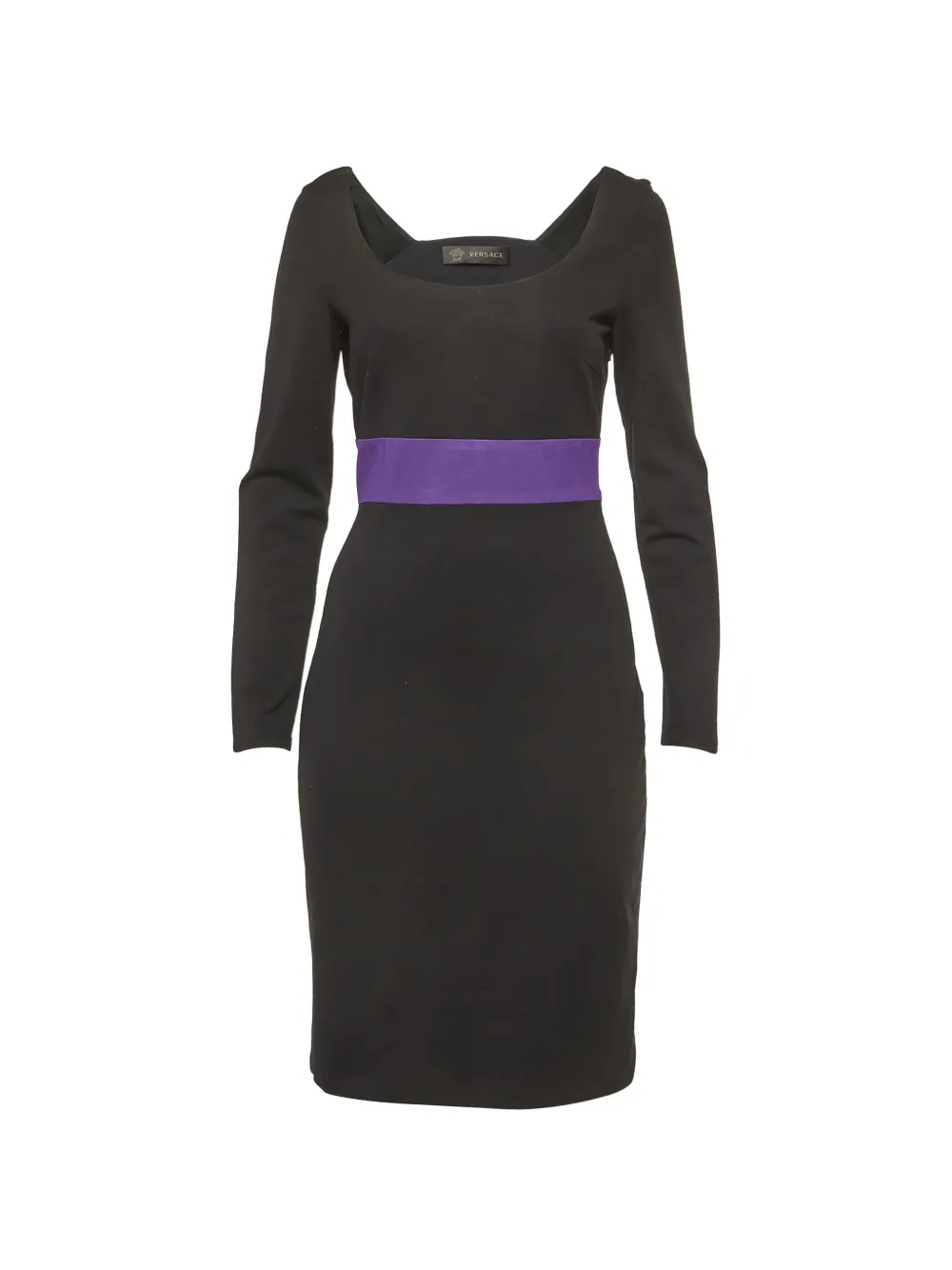 Versace Pre-Owned abstract-pattern long-sleeve midi dress - Nero