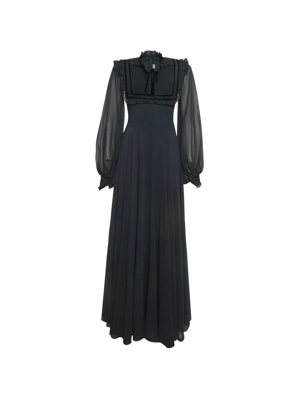 424 ruffle-trim lace-panel maxi dress - Blu