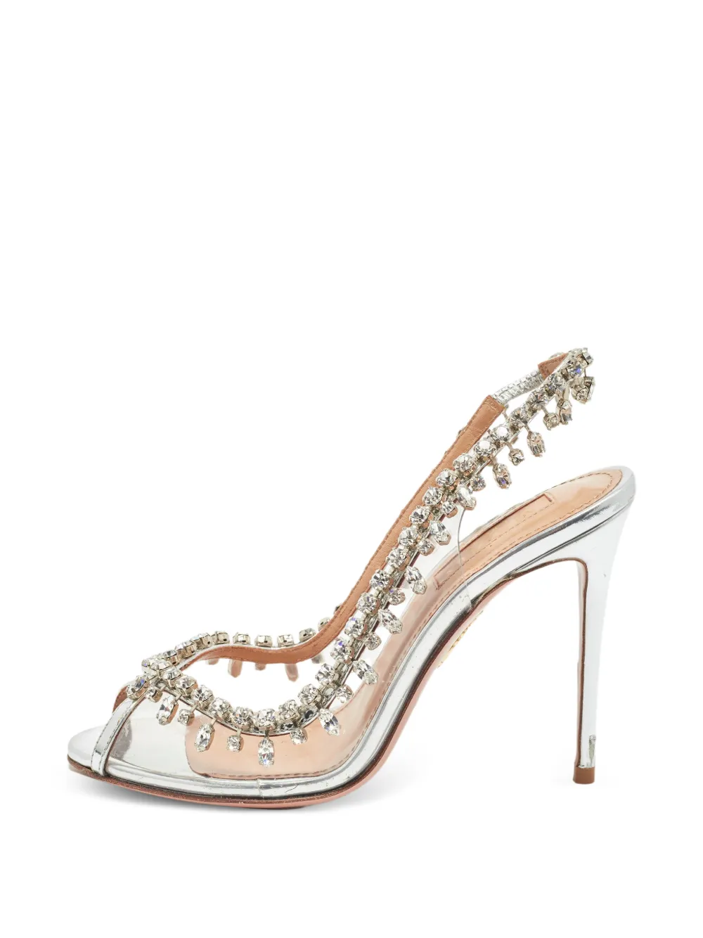 Aquazzura Temptation crystal-embellished slingback pumps - Bianco