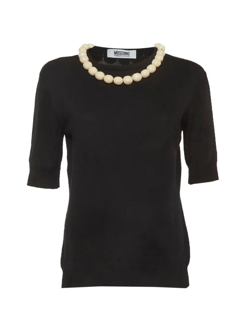 Moschino Pre-Owned Cheap and Chic pearl embellished T-shirt - Nero
