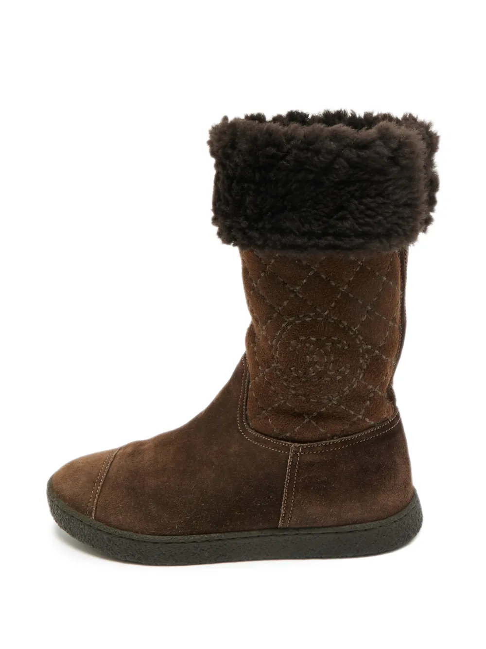 CHANEL Pre-Owned Stiefel mit Shearling-Besatz - Braun