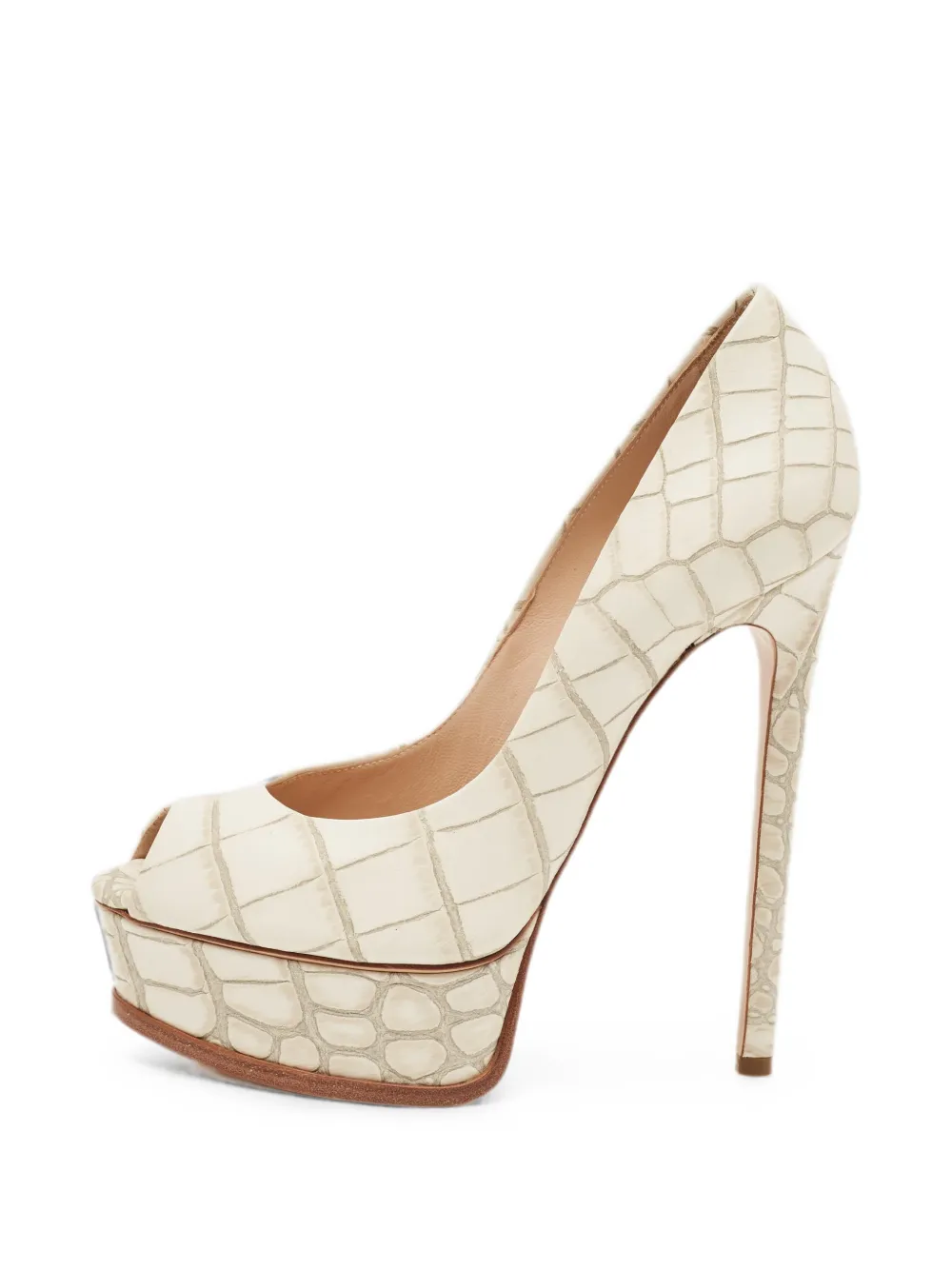 Casadei croc-embossed platform sandals - Toni neutri