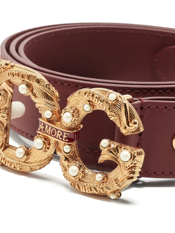 Dolce & Gabbana Pre-Owned DG Amore Buckle Belt | Red | FARFETCH UZ