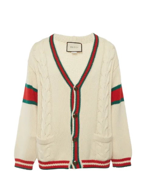 Gucci Pre-Owned Web cable knit cardigan