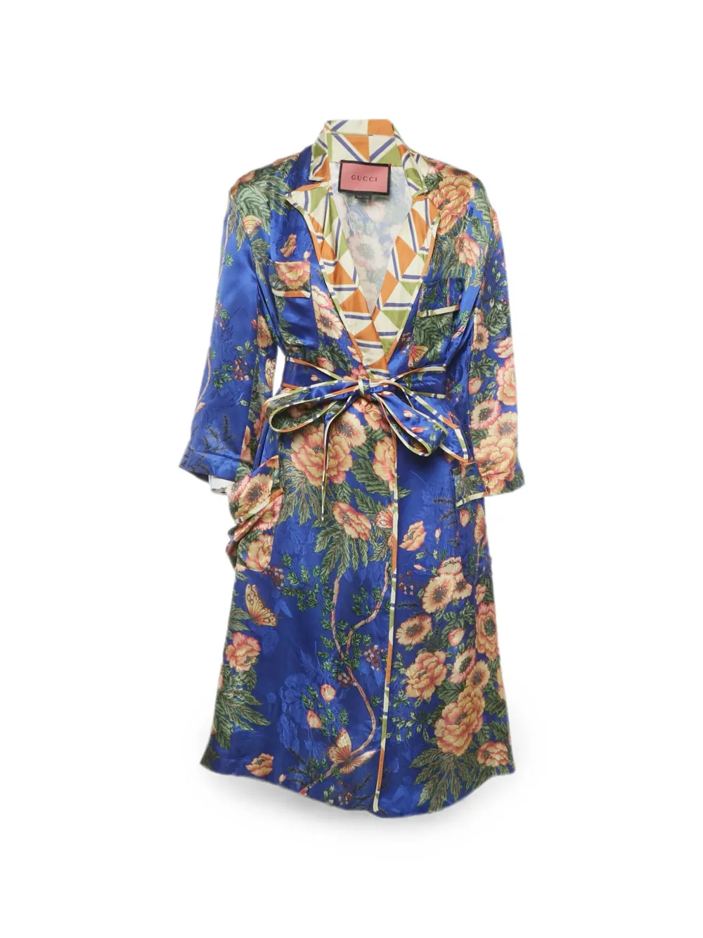 Gucci Pre-Owned Geblümter Morgenmantel aus Seide - Blau