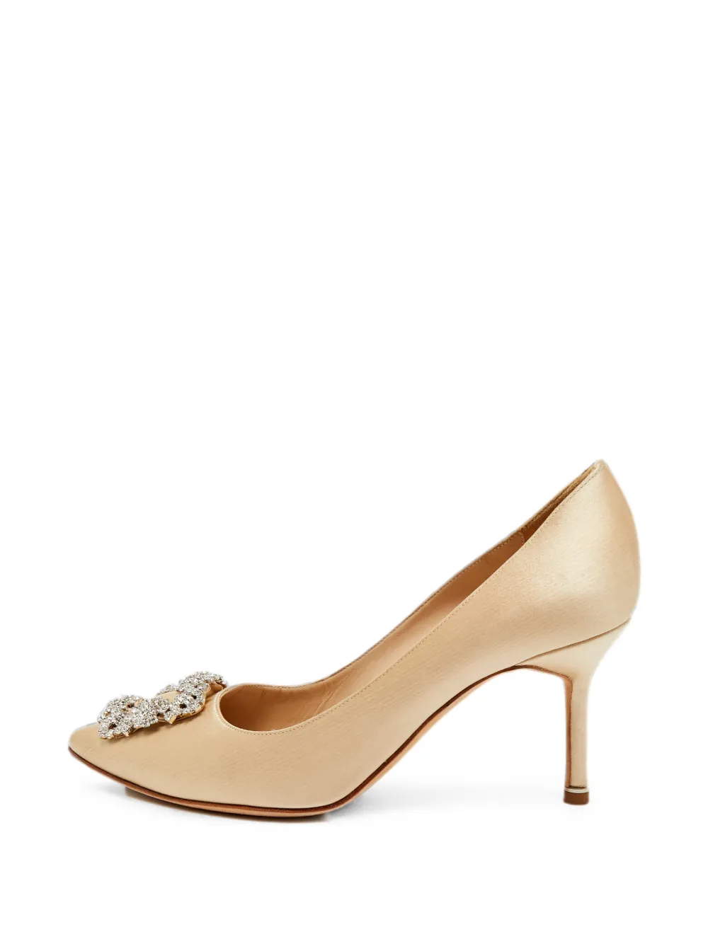 Manolo Blahnik Hangisi crystal-buckle heeled pumps - Nude