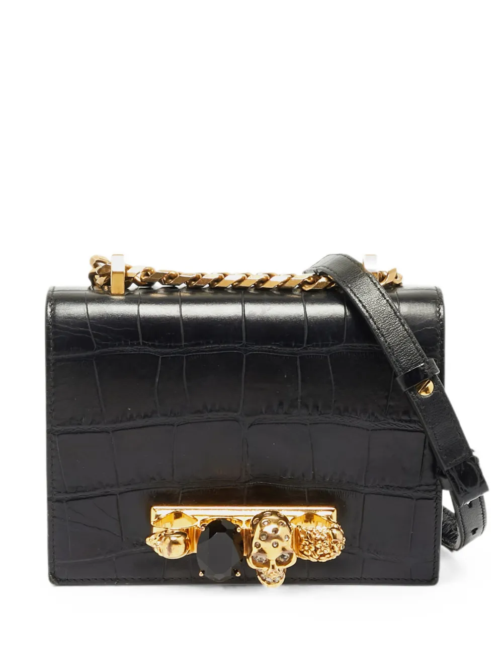 Alexander McQueen Pre-Owned Jewelled leather mini bag - Black
