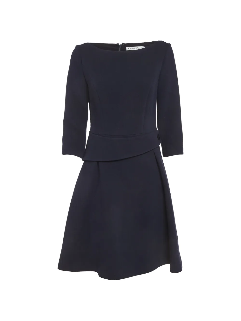 Christian Dior Pre-Owned boat-neck wool midi dress - Blu