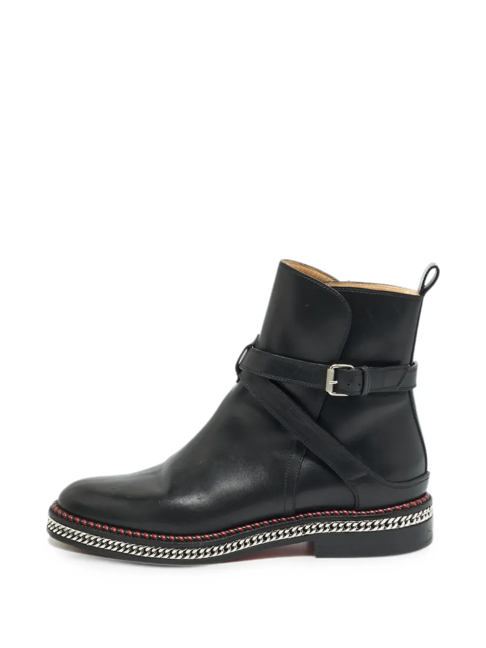 Christian Louboutin Pre-Owned Bikerstiefel mit Kettendetail - Schwarz