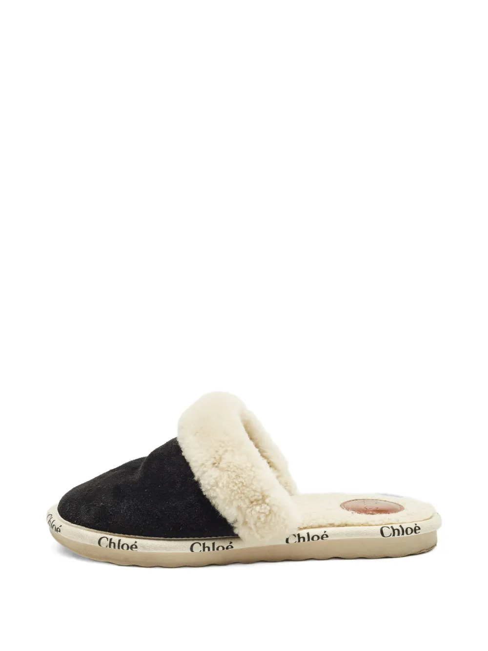 Chloé Pre-Owned Woody shearling-lined slippers - Nero