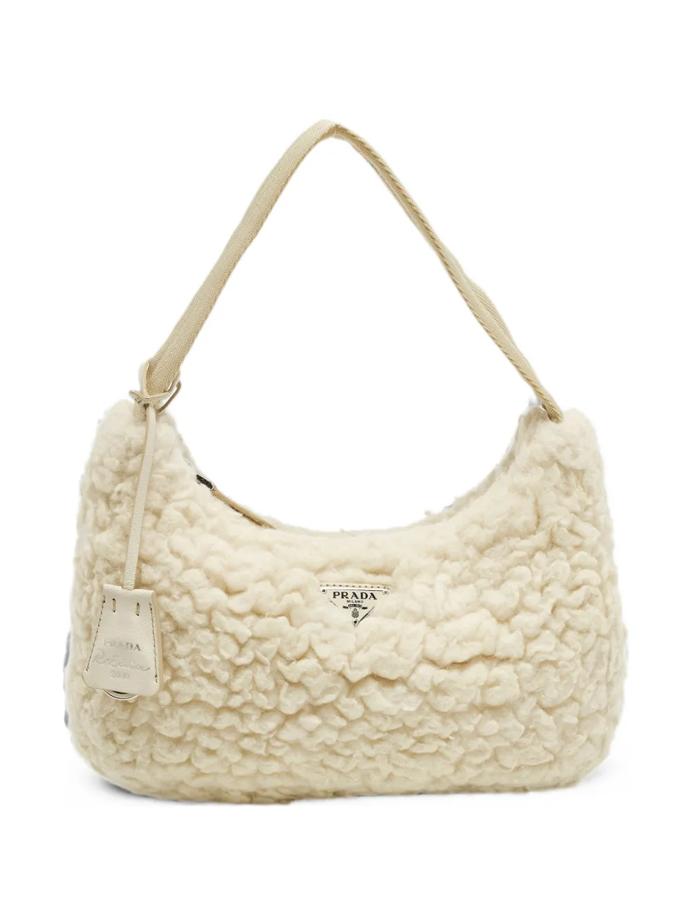 Prada Pre-Owned Re-Edition 2000 shearling shoulder bag - Bianco