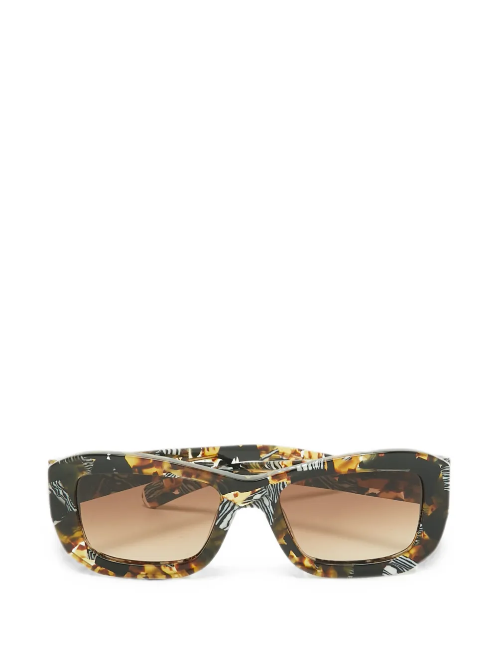 Pre-owned Flatlist Norma Safari Rectangle-frame Sunglasses In Brown
