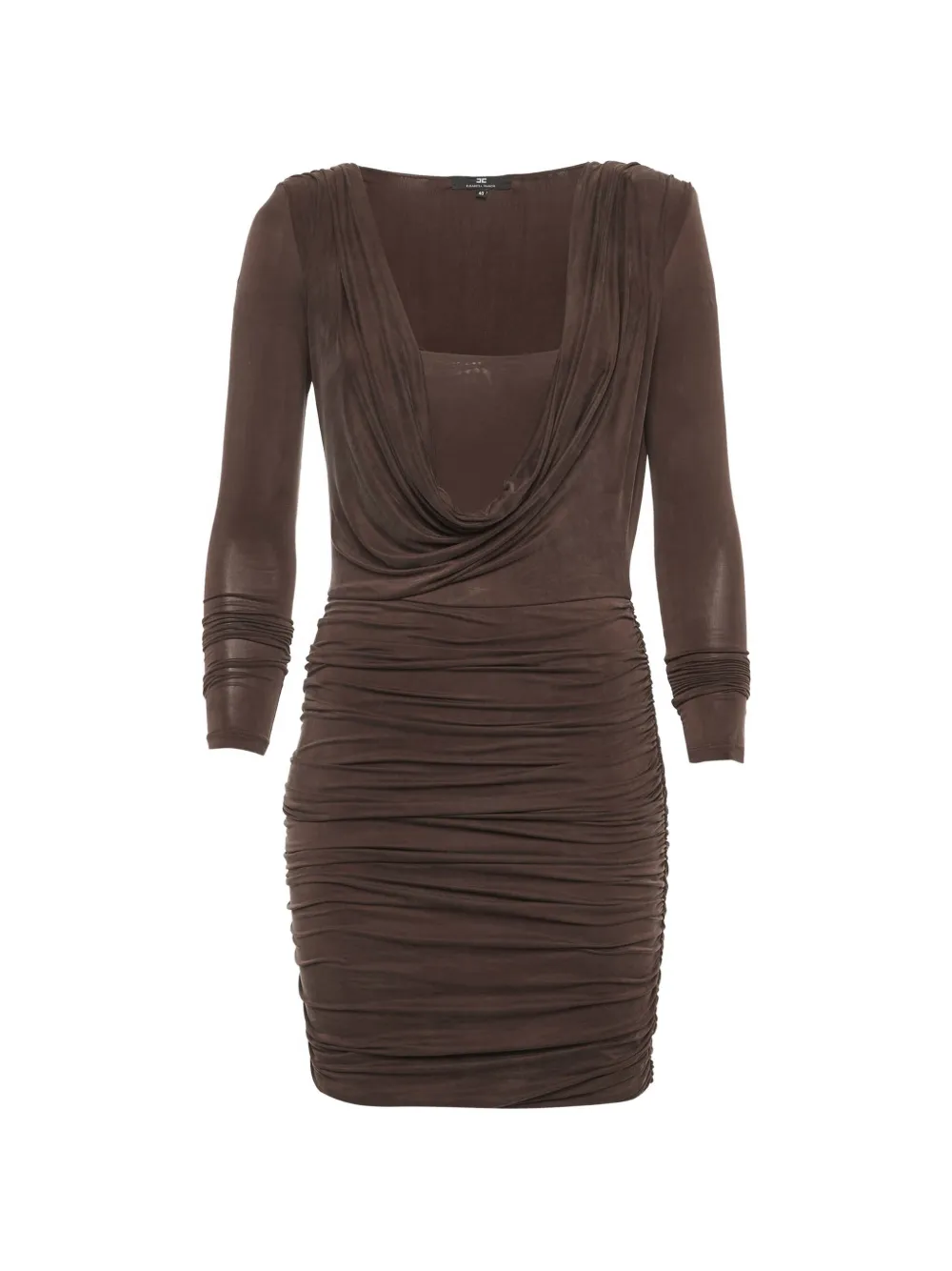 Elisabetta Franchi Abito in jersey con ruches - Marrone