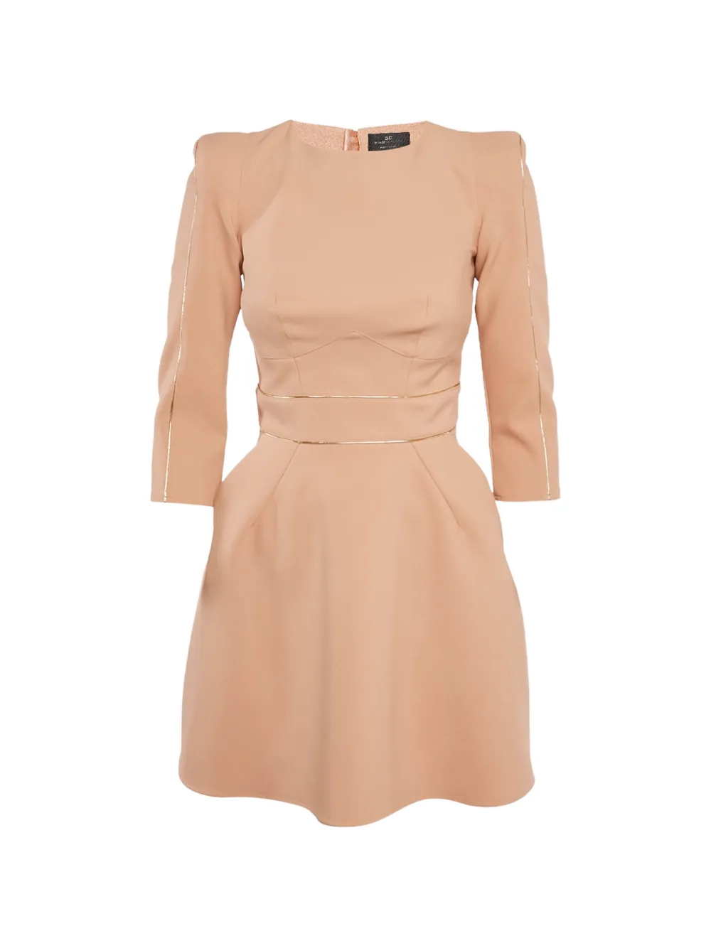 Elisabetta Franchi padded-shoulder piping-detail mini dress - Toni neutri