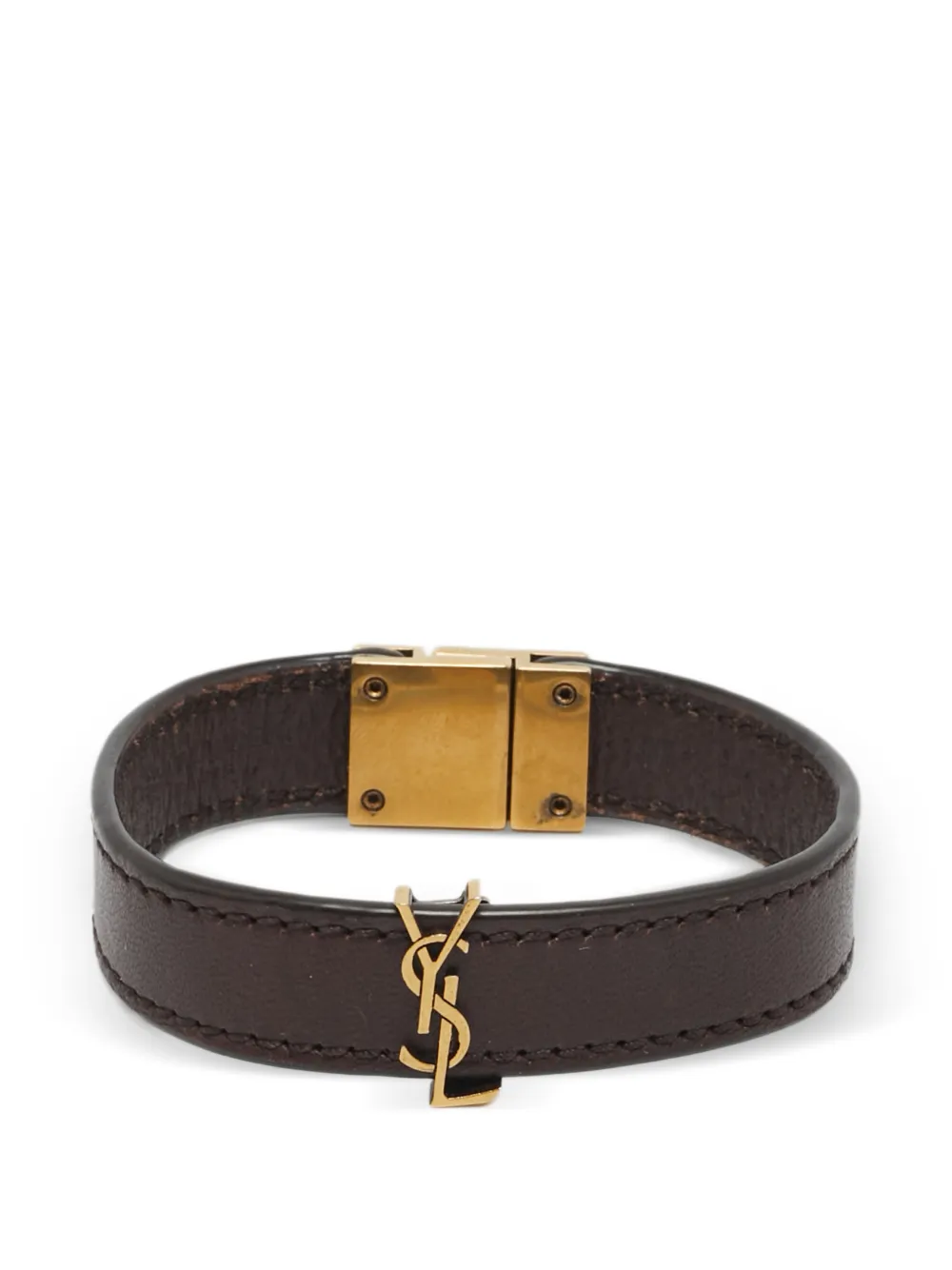 Saint Laurent Pre-Owned Opyum leather bracelet - Braun