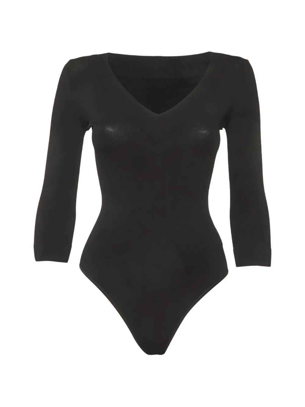 Alaïa Pre-Owned V-neck long-sleeve bodysuit - Black