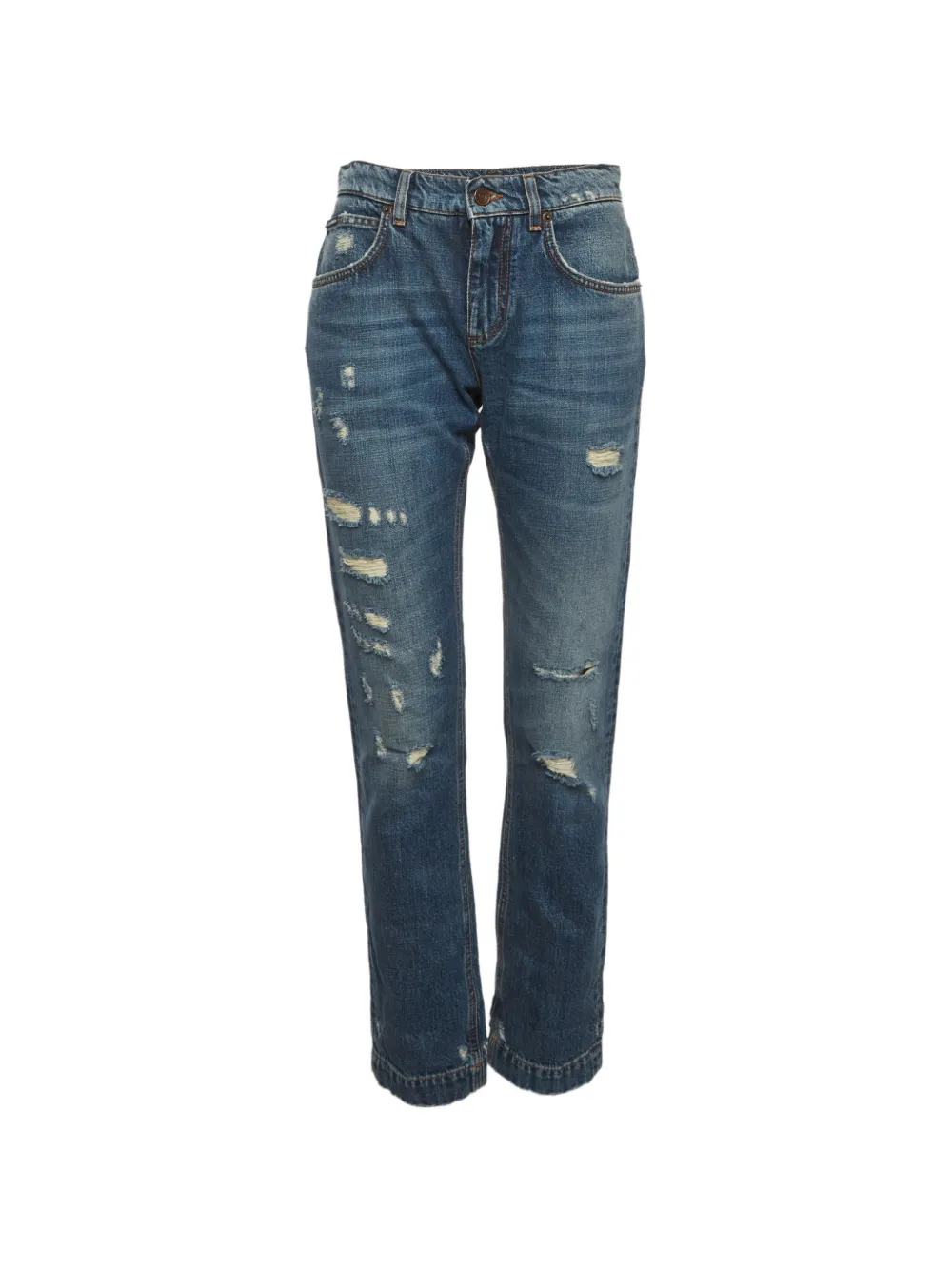 Dolce & Gabbana Pre-Owned Baroque Heart patch jeans - Blu