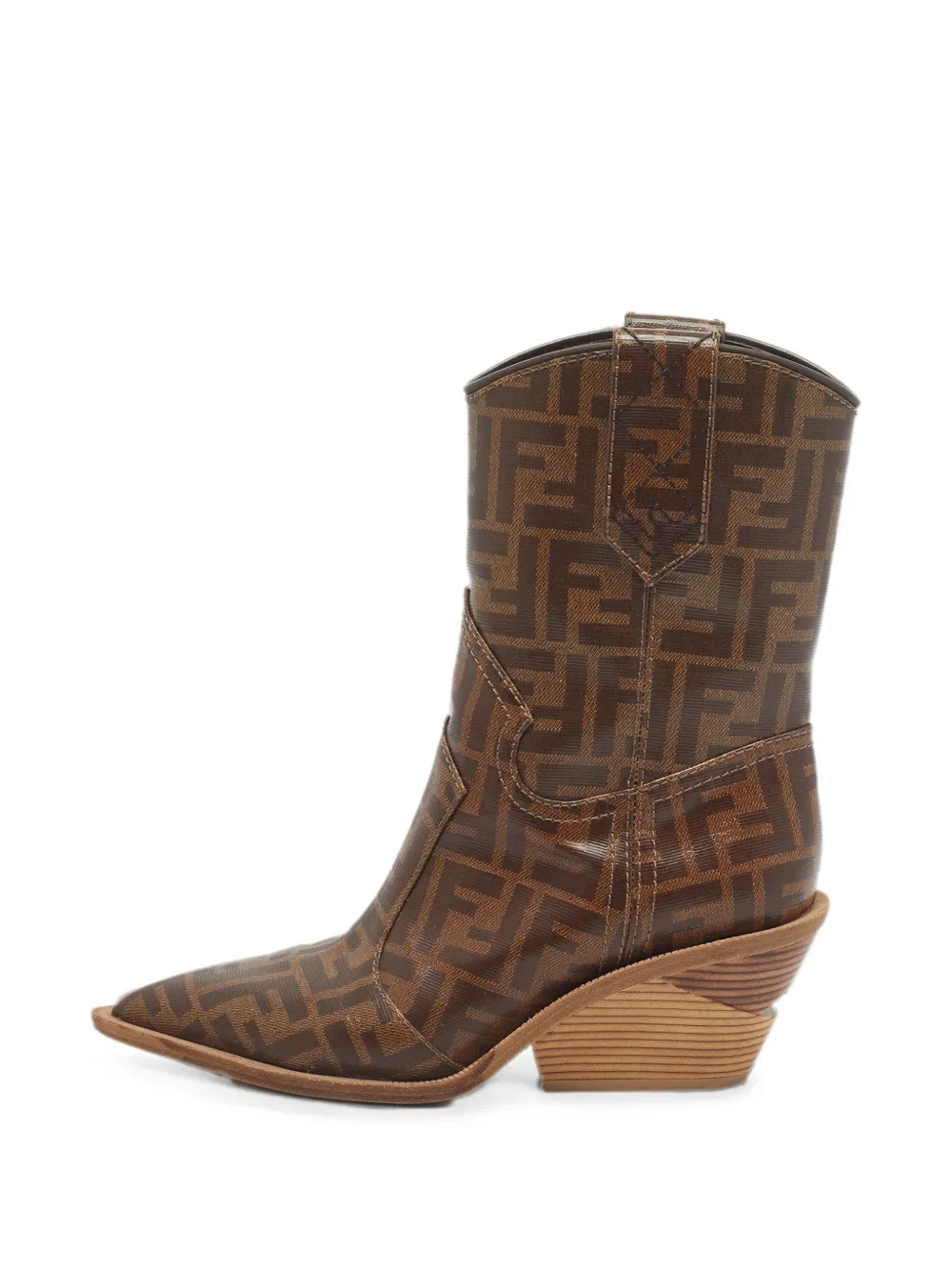 Fendi Pre-Owned Zucca Stiefeletten mit spitzer Kappe - Braun
