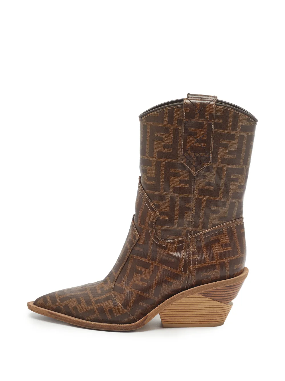 Fendi Pre-Owned Zucca Stiefeletten mit spitzer Kappe - Braun