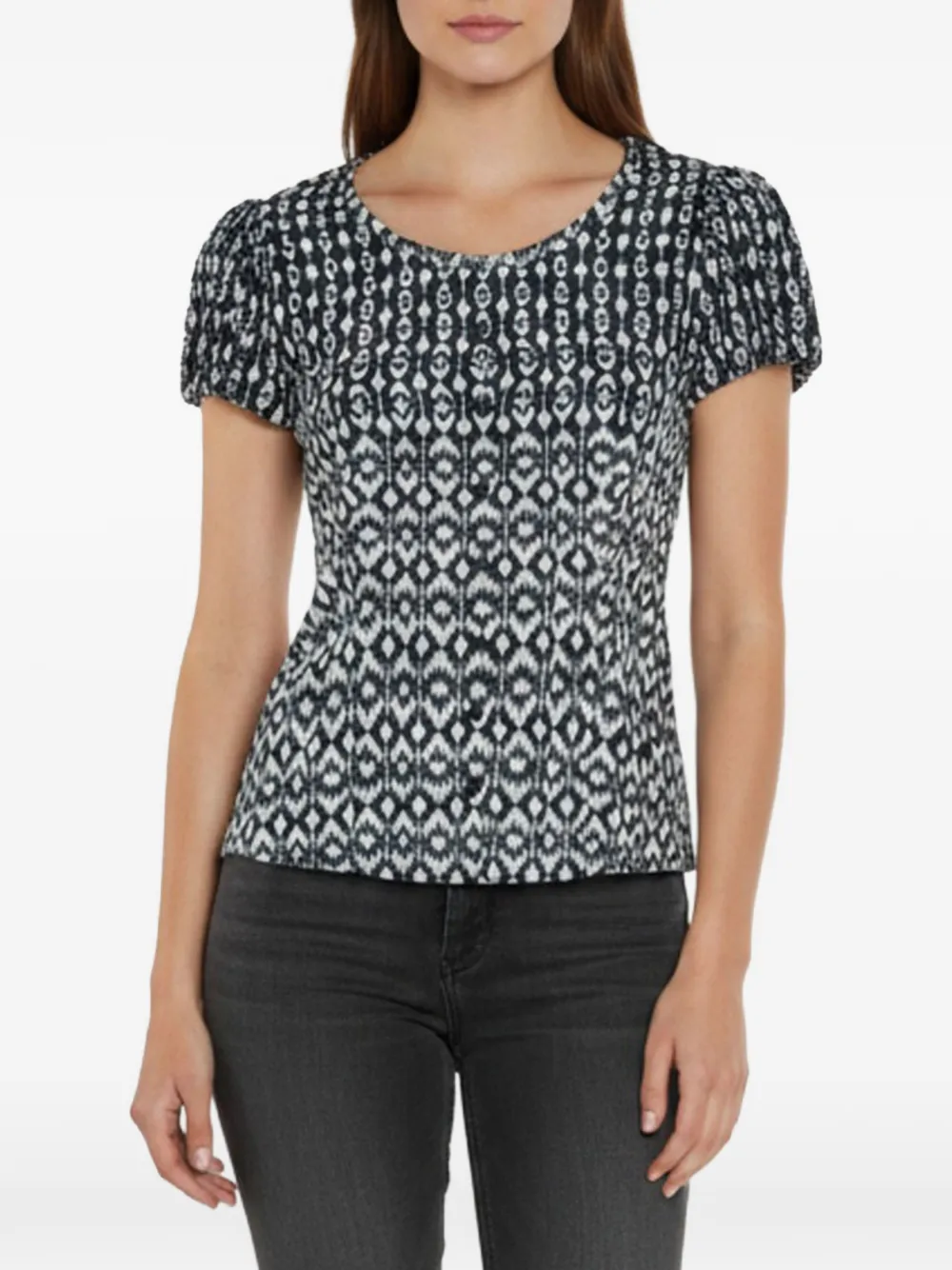 Max Mara printed pleated top - Black