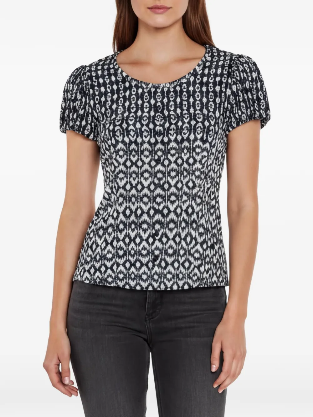 Max Mara Top plissettato con stampa - Nero