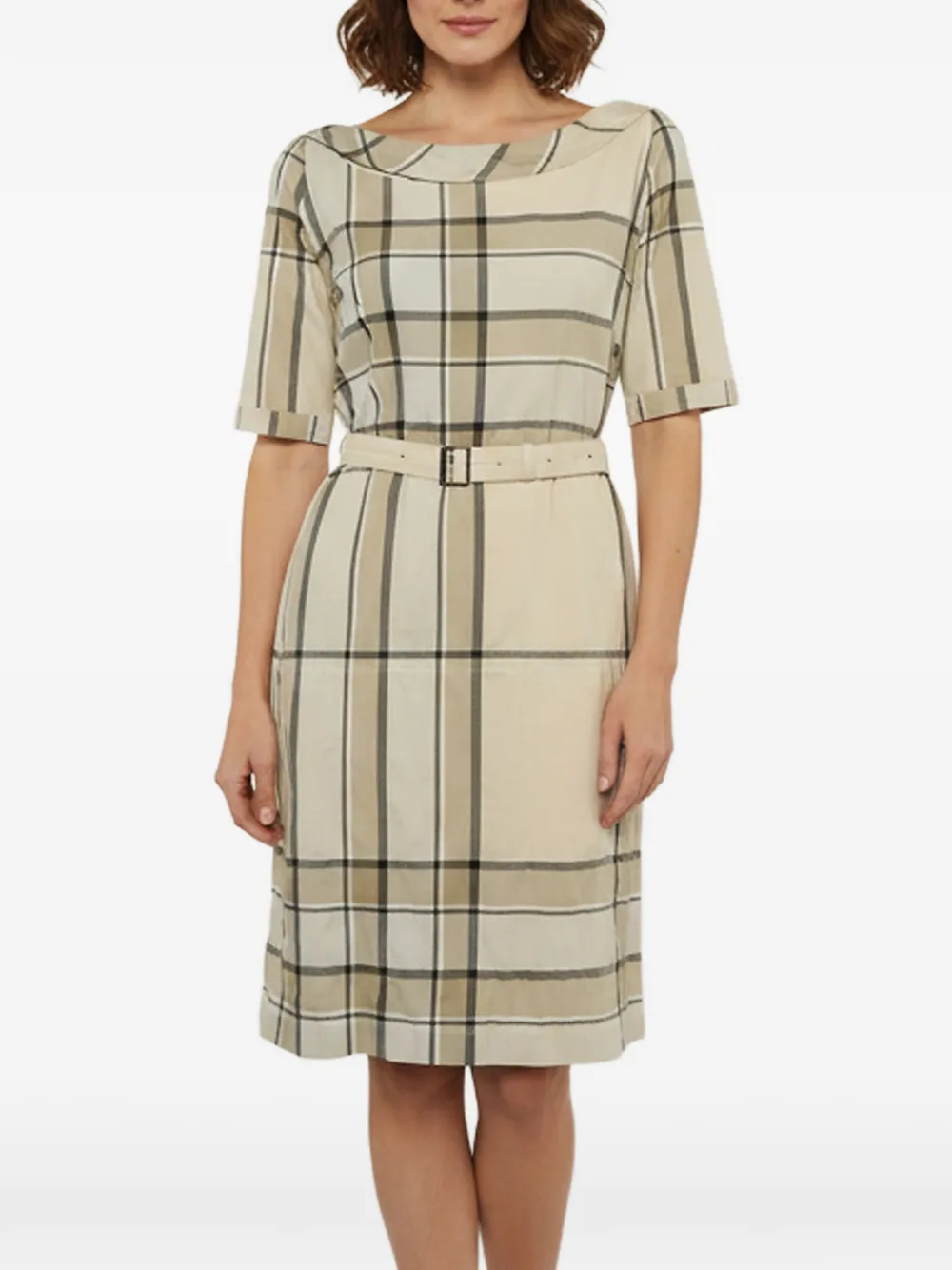 Burberry Pre-Owned Mischa check-print belted midi dress - Neutrals