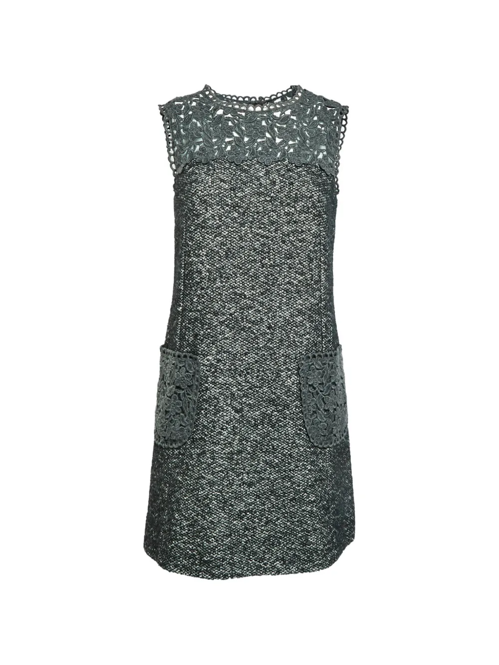 Dolce & Gabbana Pre-Owned lace-detail zip-up midi dress - Grigio