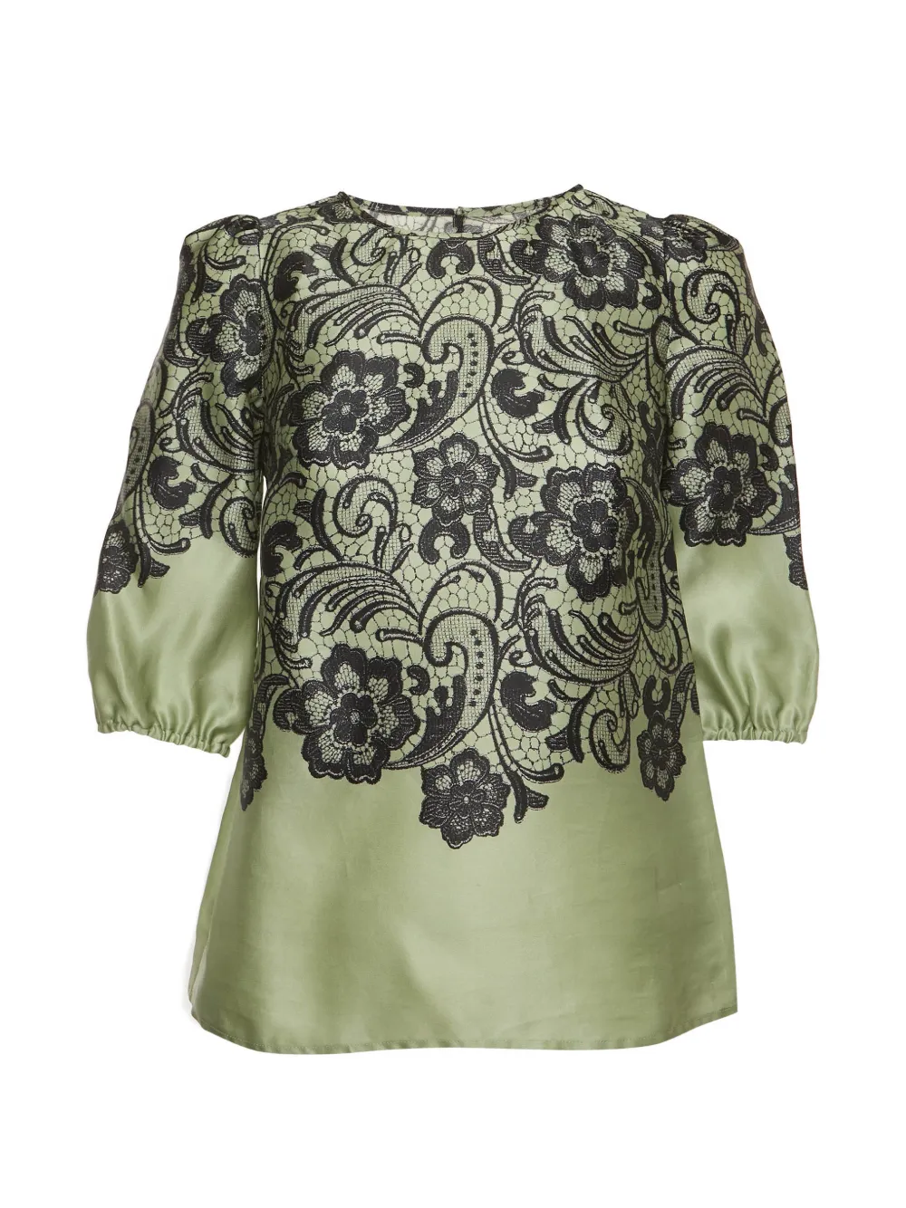 Dolce & Gabbana Pre-Owned Blusa a fiori con maniche a palloncino - Verde