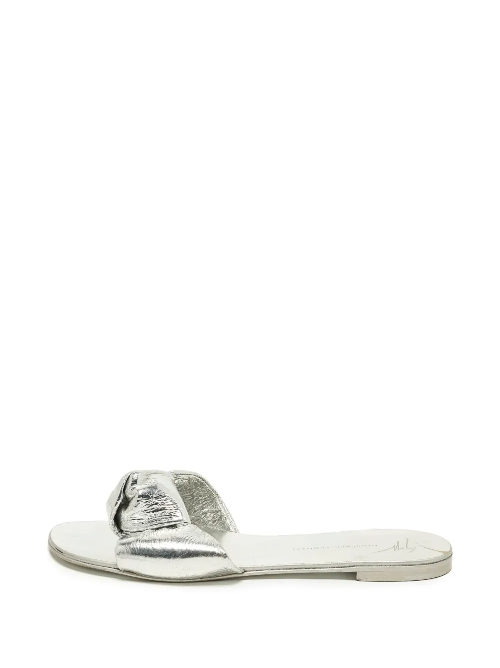Giuseppe Zanotti Vintage knot-detail metallic-effect flat sandals - Silber