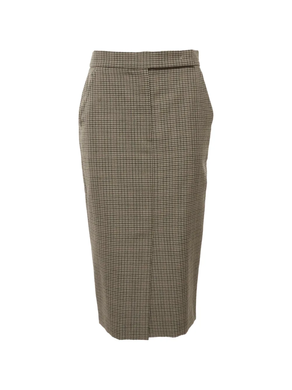 Pre-owned Max Mara Sfilata Houndstooth Midi Skirt In Brown