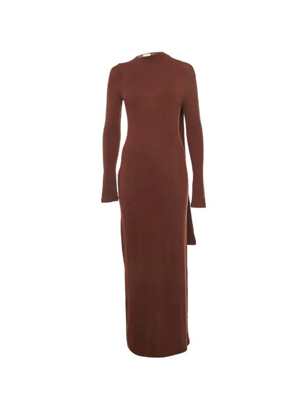 reformation brown maxi dress Reformation scarf-detail Knitted Maxi Dress | Brown