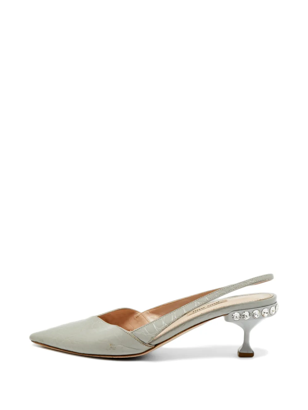 Miu Miu Pre-Owned croc-embossed slingback pumps - Blu