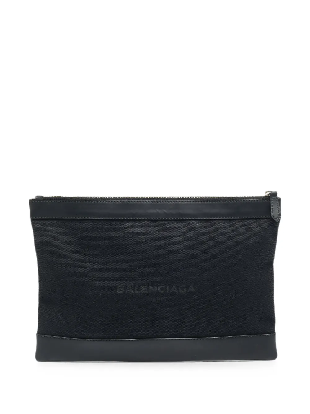 Pre-owned Balenciaga Navy Clip M Canvas Clutch Bag In Black