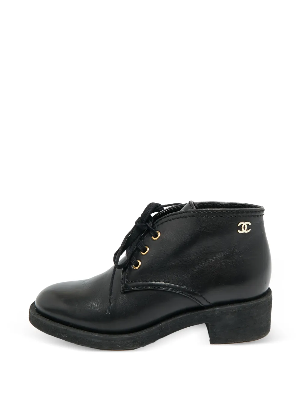 CHANEL Pre-Owned Schnürstiefel mit CC-Logo - Schwarz