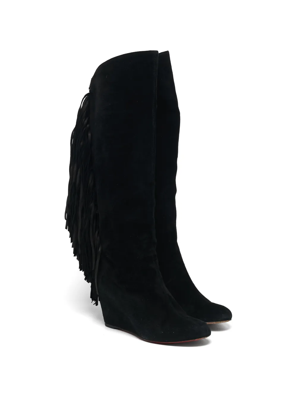 Christian Louboutin Pre-Owned fringe wedge boots - Schwarz