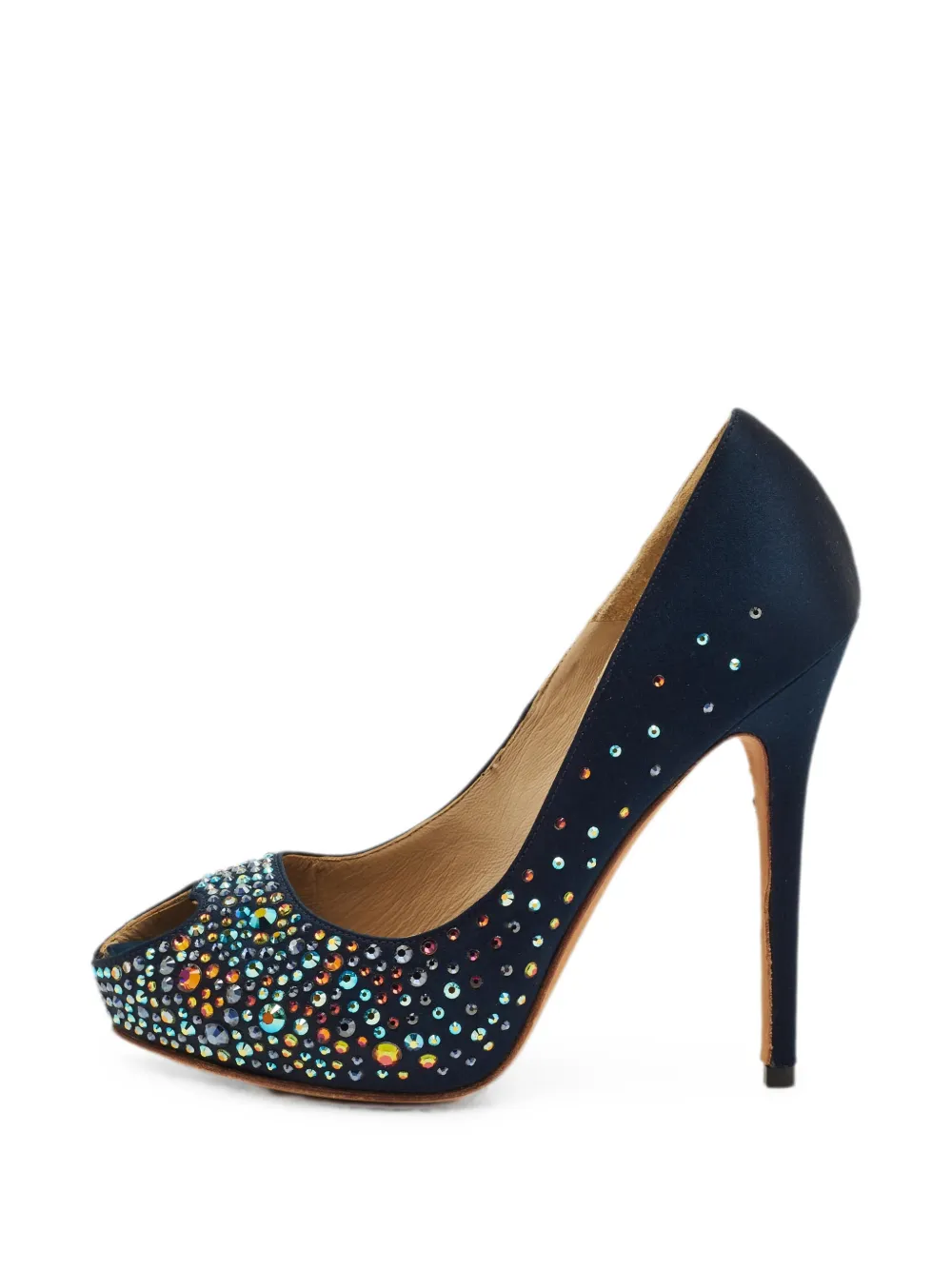 Alexander McQueen Pre-Owned crystal-embellished open-toe pumps - Blue