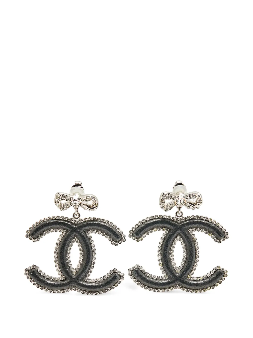 CHANEL Pre-Owned bow-detail earrings - Argento