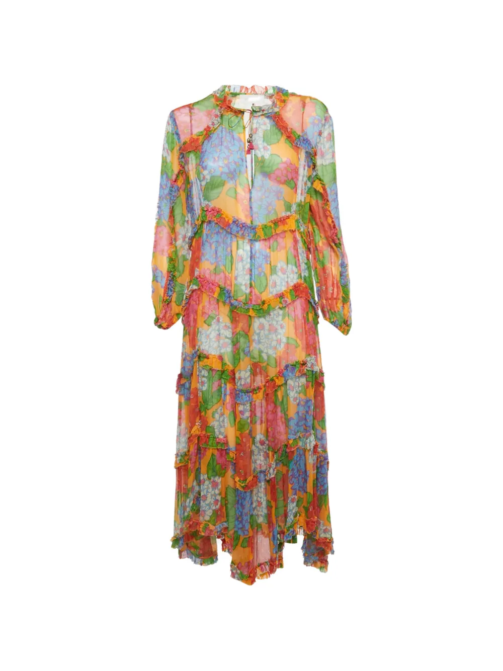 ZIMMERMANN floral-print ruffled maxi dress - Orange