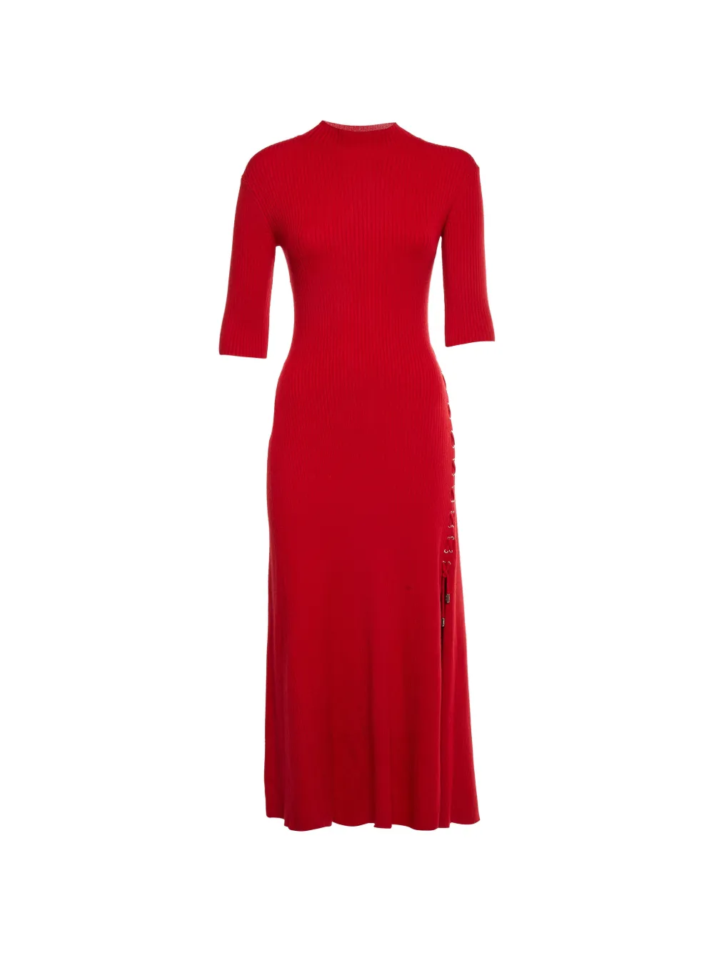 Maje lace-up knitted midi dress - Rosso